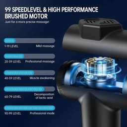 Spiermassagepistool, draagbare elektrische massager met laag geluidsniveau, 99 niveaus, instelbaar, professioneel impact-fasciapistool voor lichaamsontspanning. — thumbnail 2