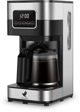 NovaWare Koffiezetapparaat Filterkoffie - 1.5L – Met Glazen Kan & Herbruikbaar Filter - Koffiemachines - Display – 12 Kopjes – Zwart/RVS — thumbnail 1