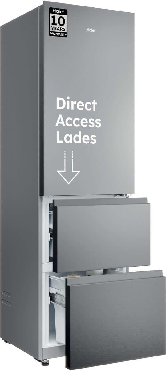 Haier HTR3518ENMX - Koel-vriescombinatie - 303L - Direct Access Lades - Flexible Deur Vakken - Total No Frost - 99% Air Surround - Energieklasse E - 10 Jaar Garantie op onderdelen — afbeelding 1