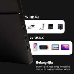 IPS Portable Game Monitor - Touchscreen - Beeldscherm 15.6 Inch - HDMI & USB-C - Full HD - Computerscherm - Draagbare Monitor — thumbnail 2