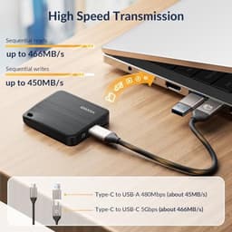 Draagbare 2TB SSD Schijf - USB 3.2 Gen 1 tot 466 MB/s - Externe Harde Schijf met 2-in-1 USB-C Kabel — thumbnail 3