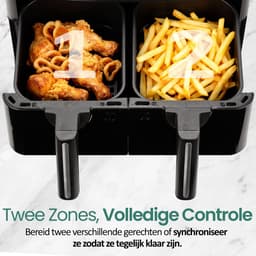 Emerio Dubbele Heteluchtfriteuse 2600W - 2x3.6L - Dual zone - Digitaal display - 50-200ºC - Timer - Sync Function - Zwart AF-130376.1 — thumbnail 5