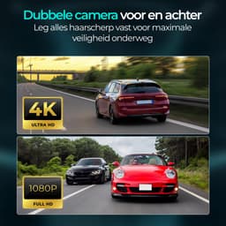 Olvy Dual Dashcam - Voor Auto - Camera Voor en Achter - 4K - Full HD - Nachtzicht - Met 64GB SD - Wifi — thumbnail 4