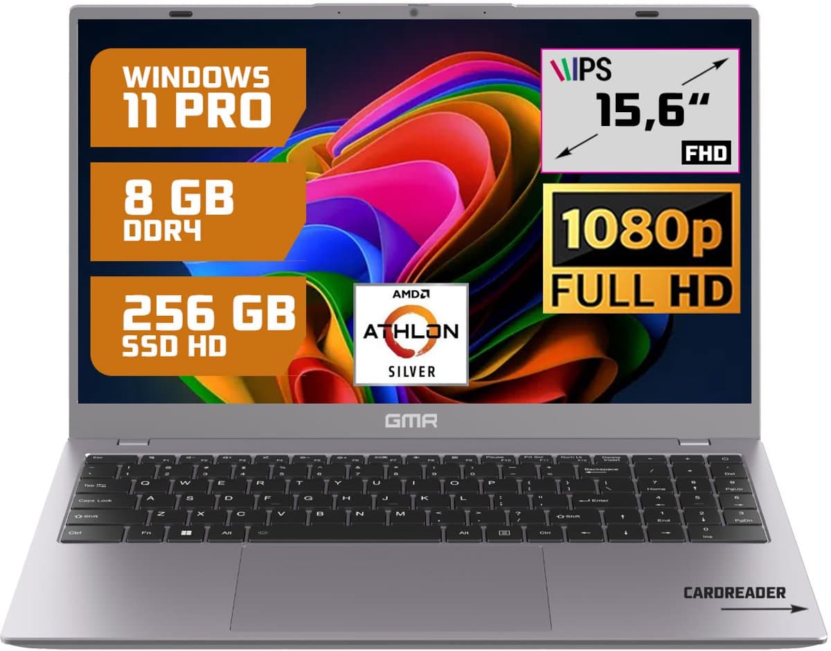 GMR Thuis, Office & Studie Laptop 15.6" FHD | 8GB / 256GB SSD | AMD Athlon Silver | Windows 11 Pro — afbeelding 1