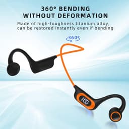 Beengeleiding Bluetooth Hoofdtelefoon - Air Open Oor met Microfoon, Sport Oortelefoon Power Display TF-kaartsleuf Zweetbestendig voor, Hardlopen, Fietsen, Rijden (Oranje) — thumbnail 2