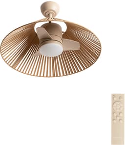 CREATE - CREATE - Stille plafondventilator 25W met licht - Zand - Ø76cm - WIND LAMP WOVEN — thumbnail 3