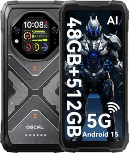 OSCAL TANK 1 - Robuuste Smartphone - 5G - 48GB RAM - 512GB ROM - 20000mAh - 6.78 inch FHD+ 120Hz - MTK Dimensity 7050 - 64MP+50MP+20MP Nachtzicht - Android 15 - AI Robuuste Telefoon - NFC - IP68/IP69K/GPS - Zwart — thumbnail 1
