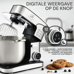 Keukenmachine – Keukenrobot XXL – 16L 2800W – RVS Mengkom – 12 Snelheden – Royal Swiss® SC-616DE — thumbnail 5