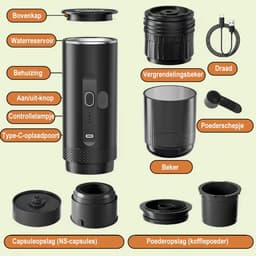 EAFC draagbare elektrische espressomachine - snelle waterverwarming - 20 bar - 2-in-1 draagbare koffiemachine - reis & camping koffiezetapparaat 12 volt — thumbnail 5