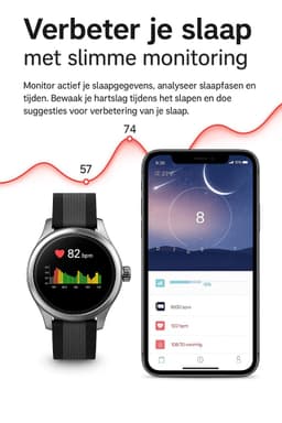 Darenci Smartwatch Majestic – Unisex Smartwatch met Touchscreen – Activity Tracker met Stappenteller, Bloeddrukmeter, Zuurstofmeter & Calorieënteller – Siliconen Band – Zwart/Grijs — thumbnail 3