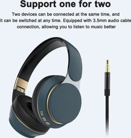 Bluetooth over-ear hoofdtelefoon, draadloze opvouwbare stereohoofdtelefoon, draadloze geluidsisolerende hoofdtelefoon met ingebouwde microfoon, on-ear hoofdtelefoon geschikt voor mobiele telefoons/tablets/computers, groen. — thumbnail 3
