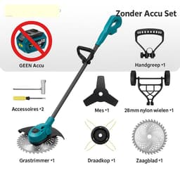 Grastrimmer - Accu Grastrimmer - Elektrische Grastrimmer - Draadloze Grastrimmer - Tuintrimmer - Bosmaaier - Grasmaaier - Onkruidtrimmer - Snoerloos - 10 Inch - 6000W - Voor 18V Accu - Verstelbare Hoek - Opvouwbaar - Zonder Accu - Compact Model — thumbnail 2