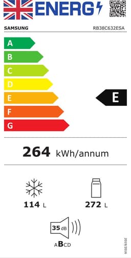 Samsung RB38C632ESA/EU koel-vriescombinatie Vrijstaand 386 l Grafiet — thumbnail 2