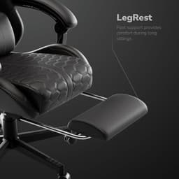 HICON® Gamestoel – Gaming Stoel – Gaming Chair met Voetsteun | Ergonomische Bureaustoel - Lambeth Zwart — thumbnail 5
