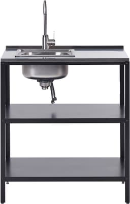 BELIANI VILAMA - Buitenkeuken met spoelbak - Zwart - 80x50x92 cm - Staal — thumbnail 4