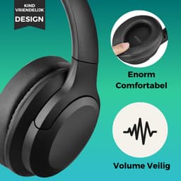 WiseQ ANC Koptelefoon Kinderen – Draadloze Koptelefoon Kind – Active Noise Cancelling – 35u Bluetooth – Hufterproof met Microfoon – Zwart — thumbnail 4