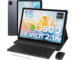Doogee TAB E3 Max VIP - Tablet - 32 GB RAM + 256 GB ROM /TF 2TB -MTK Helio G100 - 14 inth Ips - Android 15 - 13500mAh - 4G LTE - 5G WLAN - Vier luidsprekers - GPS - Grijs
