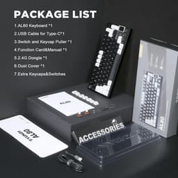 Yunzii AL80 - Zwart - Aluminium Mechanisch Draadloos Toetsenbord - 75% - Qwerty - Gaming Keyboard - RGB Lichten - Cacao Cream V2 Switch — thumbnail 2