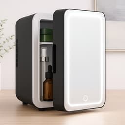 NETTLIFE Skincare Fridge - Mini Koelkast - Make-up Koelkast met Spiegel - Skincare Koelkast met LED Verlichting - Zwart - Stil - Beauty Fridge - voor Auto | kamer - 6 Liter — thumbnail 1