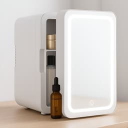 NETTLIFE Skincare Fridge - Mini Koelkast - Make-up Koelkast met Spiegel - Skincare Koelkast met LED Verlichting - Wit - Stil - Beauty Fridge - voor Auto | kamer - 6 Liter — thumbnail 1
