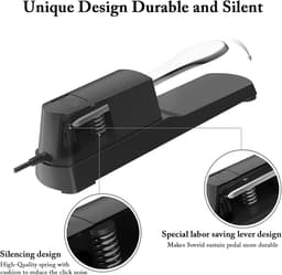 Toetsenbord sustainpedaal - Sustainpedaal voor keyboard - Pedalen - Sustain pedaal voor piano of keyboard - 6.35 mm Universeel - Met 1 meter kabel - Geschikt Voor keyboards en digitale piano’s synthesizer en elektronisch orgel — thumbnail 4