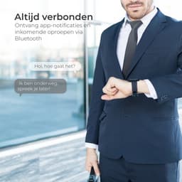 Norva - Smartwatch Heren – Geschikt voor elke smartphone - Horloge met Hartslagmeter en Bellen - AMOLED Scherm – 100+ Sportmodi – Zwart — thumbnail 3