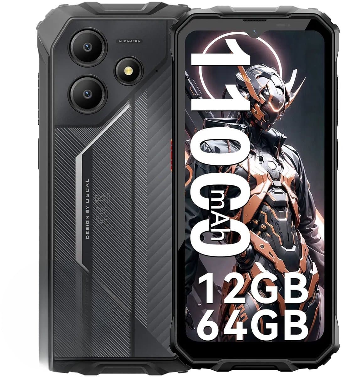 OSCAL MARINE 2 Robuuste Smartphone - 12GB RAM - 64GB ROM - 11000mAh - Gemini AI - 6.56 Inch - IP68 Waterdicht - Dual SIM - Android 15 - NFC - Zwart — afbeelding 1