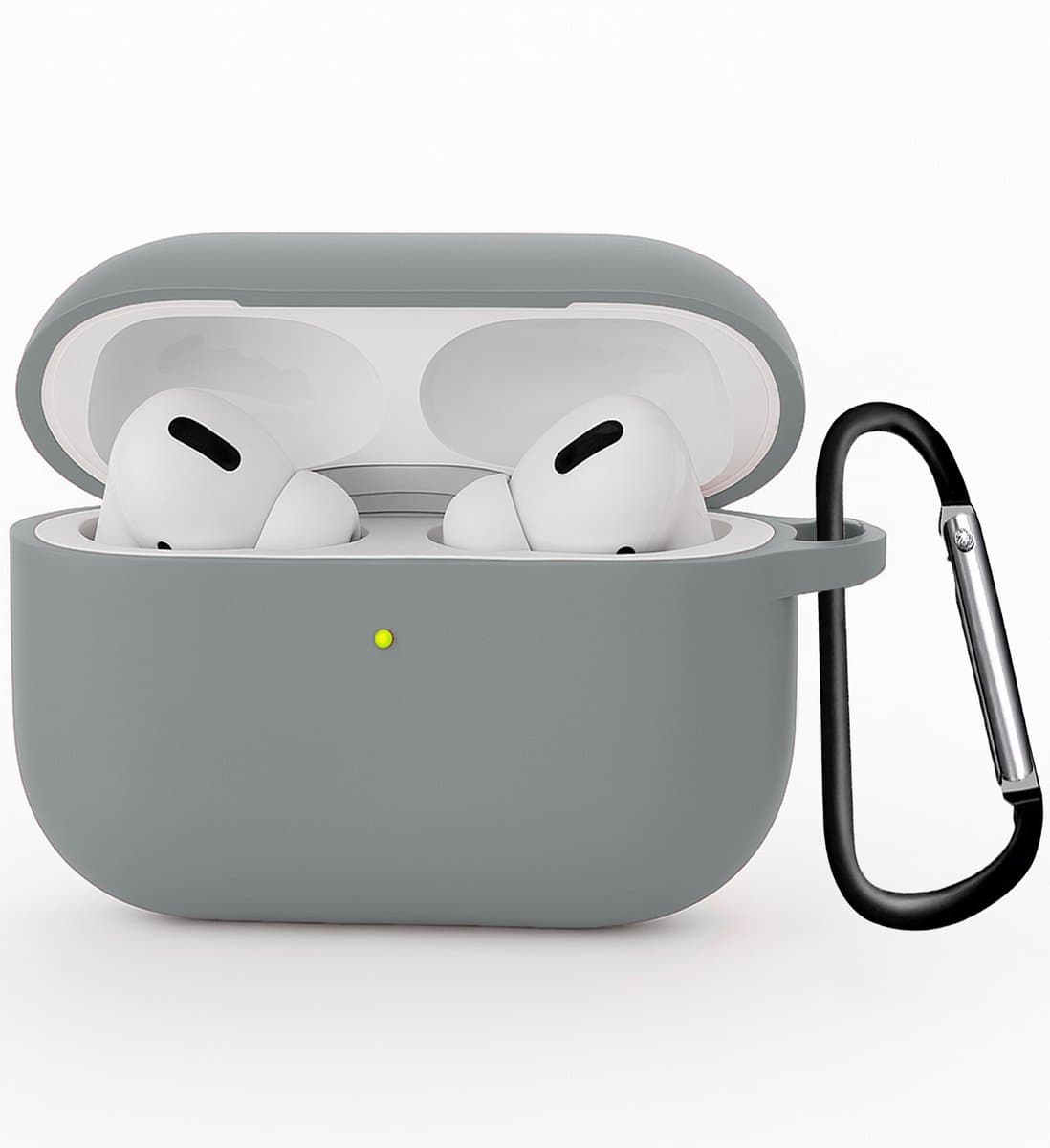 Hoesje Geschikt voor Apple Airpods Pro 3 - Siliconen Hoes met Clip - Silicone Case Cover - Grijs — afbeelding 1