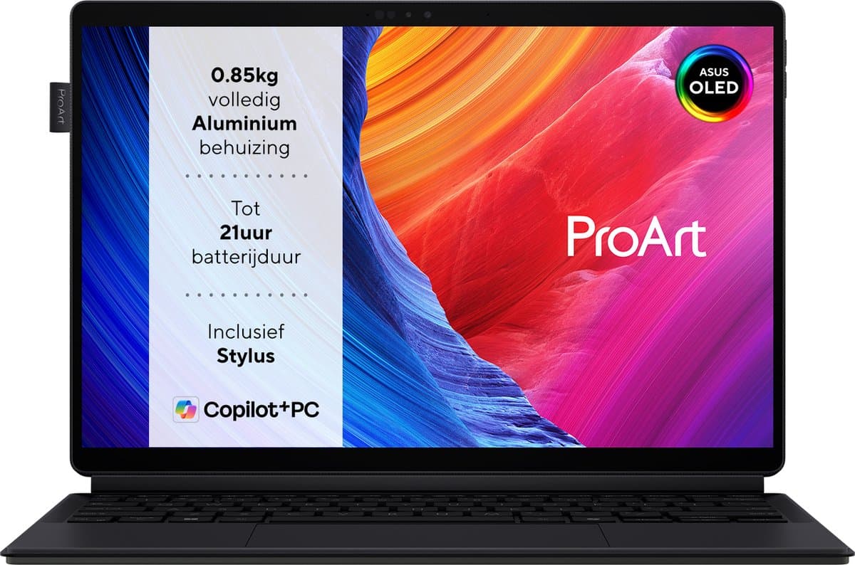 ASUS ProArt PZ13 OLED HT5306QA-LX006X - 2-in-1 Copilot+ Laptop - Snapdragon X Plus - 16GB/1000GB - OLED - 13.3 inch — afbeelding 1
