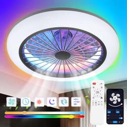 RGB Plafondventilator - Met Speaker - Dimbaar Met Afstandsbediening - 12 Kleuren - 50W - RGB Muziek Ventilator - Woonkamerlamp - Kroonluchter Ventilator — thumbnail 1