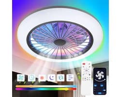 RGB Plafondventilator - Met Speaker - Dimbaar Met Afstandsbediening - 12 Kleuren - 50W - RGB Muziek Ventilator - Woonkamerlamp - Kroonluchter Ventilator