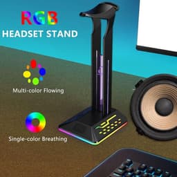 Koptelefoonhouder - headset houder - Headset Stand - Met USB-C kabel - RGB LED Licht en Kabel Organizer - Zwart — thumbnail 4