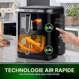 Luchtfriteuse met dubbele mand 11L - 12 kookprogramma's en LED-touchscreen — thumbnail 4