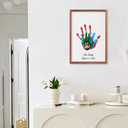 Familie Handafdrukset - Baby Handafdruk en Voetafdruk Set met Ruimte voor 4 Personen - Gepersonaliseerd Cadeau Vaderdag (Walnoot, Houdt 4 Gezinsleden) — thumbnail 3