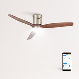 CREATE - Plafondventilator 40W silent Ø132 cm - Met Verlichting drie temperaturen - Met Wifi - Met Afstandsbediening - 6 Snelheden - Timer - Zomer/Winter functie - Níkkel - WIND CALM — thumbnail 2