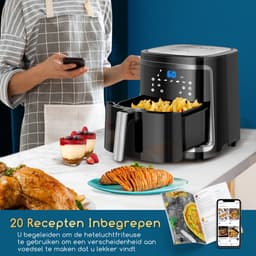 Aigostar 1900 W 7 l elektronische heteluchtfriteuse met dubbele pan zwart met wifi-functie VDE/Cube Smart — thumbnail 5