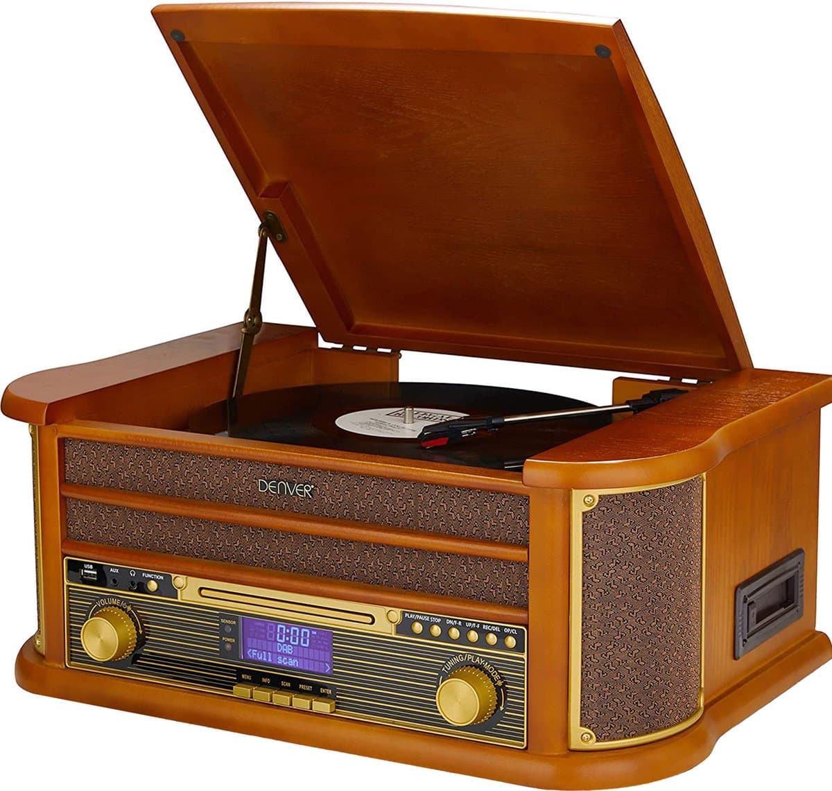 Denver Retro Platenspeler - Ingebouwde Speakers en Versterker - DAB Radio - Radio CD Speler - MRD51 - Hout — afbeelding 1