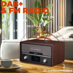 Denver DAB Radio CD Speler - Retro Radio - Bluetooth - 20 voorkeuzezenders - DAB /FM / AUX - MDA525 - Darkwood — thumbnail 4