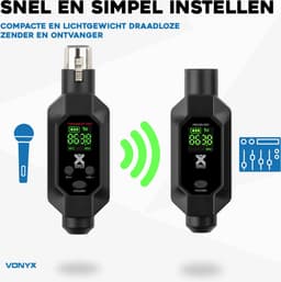 Vonyx WAT200 draadloze zender en ontvanger voor microfoons - snap-on XLR adapter - UHF — thumbnail 2