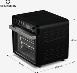 Klarstein Airfryer AirGlaze Digitale Heteluchtfriteuse – 34 L, 2000 W, 19 Programma’s, Rotisserie, Touchdisplay, 40–350 °C, Pizzasteen & Grillroosters, Dubbel Glasdeur, Zwart - voor Keuken - Timer - Heteluchtoven — thumbnail 2
