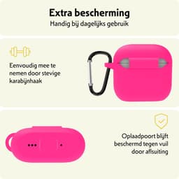 Hoesje Geschikt voor Apple AirPods 4 - Siliconen Hoes met Clip - Silicone Case Cover - Roze — thumbnail 5
