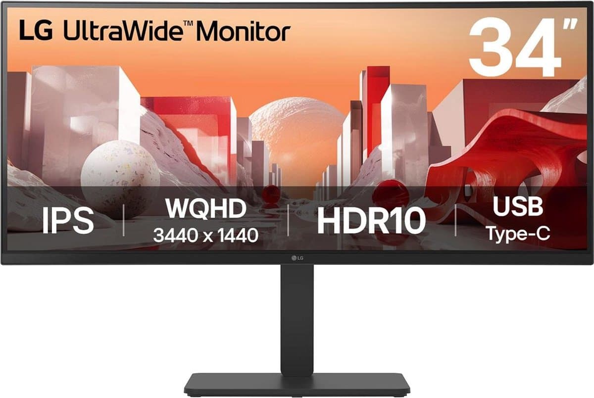 LG 34BA75QE-B - QHD Ultrawide Monitor - IPS - USB-C 90w - RJ-45 - 34 inch — afbeelding 1