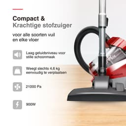 TurboTronic CV04 Stofzuiger zonder zak - 4 Liter - Hoge Zuigkracht - Rood — thumbnail 5