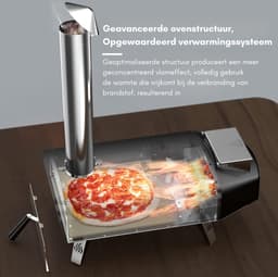 DD Pizza Oven Buiten - Pellet Pizza oven - Houtgestookte - 68x36x77cm - Zwart — thumbnail 5