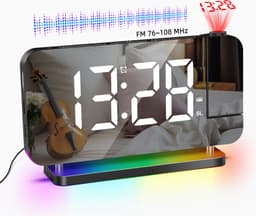 J&D supplies Digitale Wekkerradio - Zwart - Digitale LED klok - Digitale Wekker - Kinderwekker - Wekkerradio kinderen - Wekker met Projectie - Klokradio — thumbnail 2