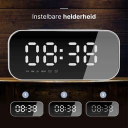 Simplyway® Digitale wekker met radiofunctie - met draadloze oplader - Wekker- Zwart - Bluetooth-speaker - Wekkers digitaal - Thermometer functie - Wekkers digitaal op netstroom - Dubbel alarm-Digitale-Wekkerradio — thumbnail 2