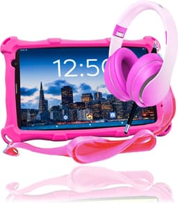 AngelTech Kinderpakket PRO MAX - Kindertablet PRO MAX + Kinderkoptelefoon - Android 15 - Combipakket - Kindertablet Vanaf 3 Jaar – Kinder Tablet – Kids Tablet - Tablet voor Kinderen - Roze — thumbnail 1