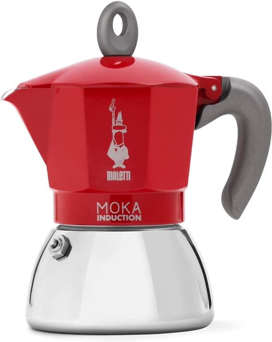 Moka Inductie, kan, geschikt voor alle soorten fornuizen, 6 kopjes espresso (280 ml), rood [Energieklasse A+] — afbeelding 1