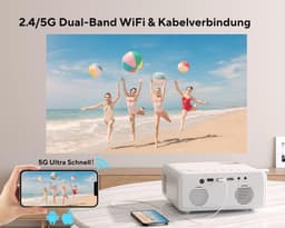Full HD 1080P Beamer met 8500 Lumen en 300'' Beeldscherm - WiFi Bluetooth Mini Projector, Geschikt voor Gameconsoles en Smartphones — thumbnail 5