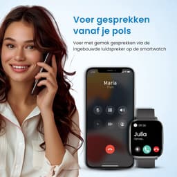 Avalue AMOLED Smartwatch Dames & Heren - AI Feature - Stappenteller - Bloeddrukmeter - Geschikt voor alle Smartphones - RVS en Siliconen Band - Zwart — thumbnail 4